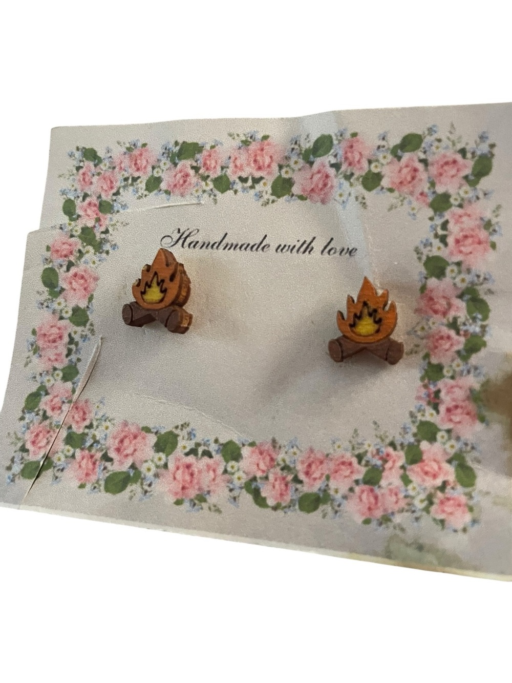 Handmade Campfire Stud Earrings NWT